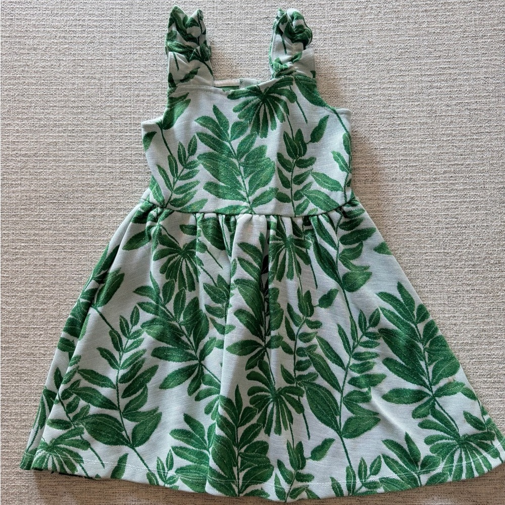Janie & Jack Green Leaf Print Kids Dress